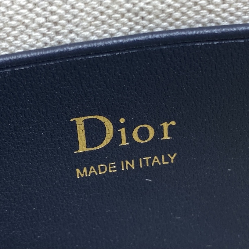 Dior Oblique Bow Chain Pouch in Canvas with Leather Trim and Zipper for Shoulder Bag Carry