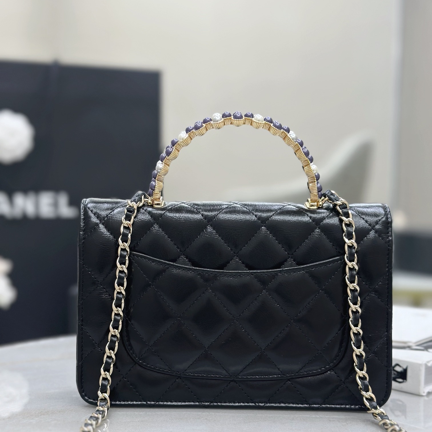 Chanel WOC Mini Wallet on Chain in Caviar Leather and Magnetic Snap Shoulder Crossbody Designer