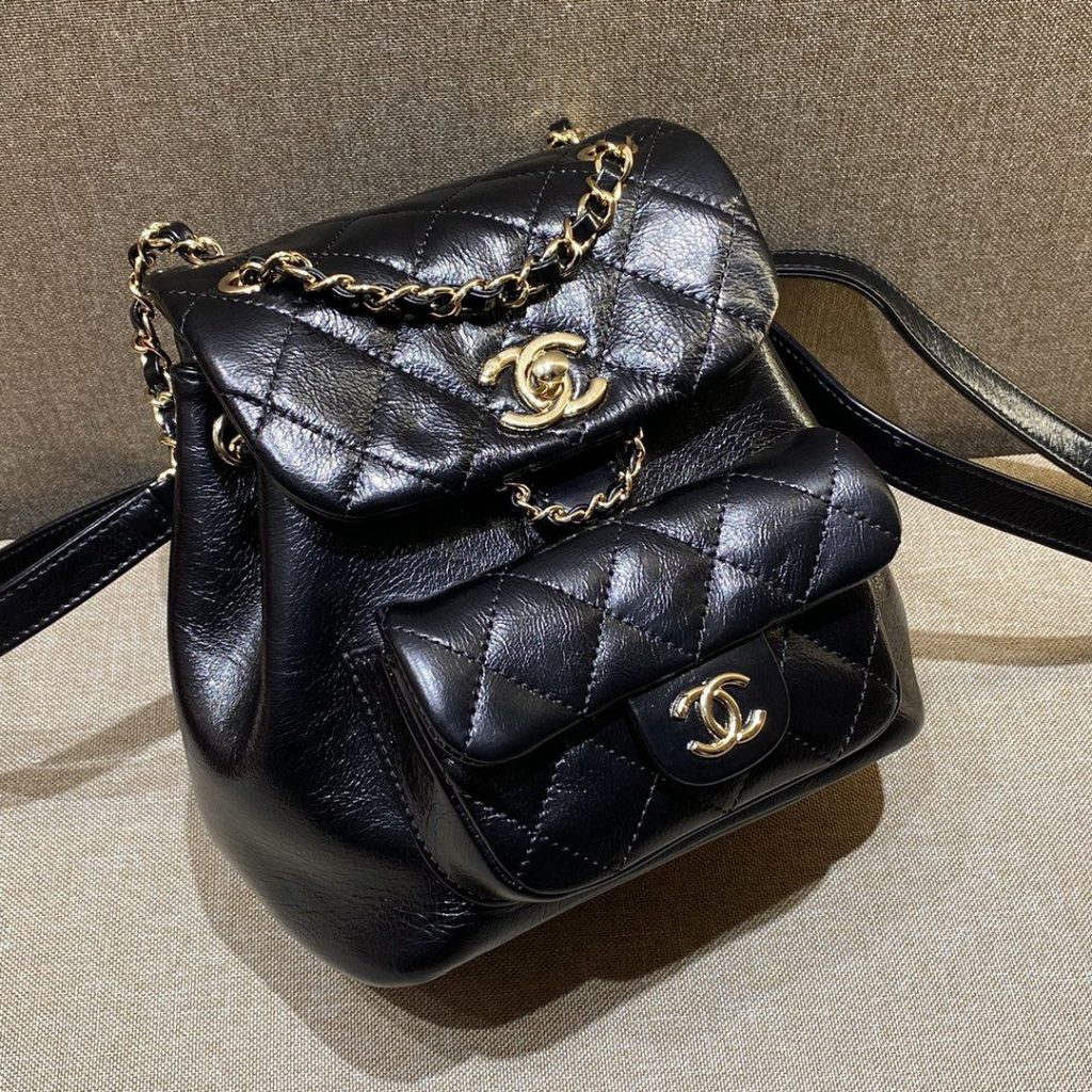 Chanel Duma Backpack in Caviar Leather and Drawstring Flap for Hand Shoulder Crossbody Carry