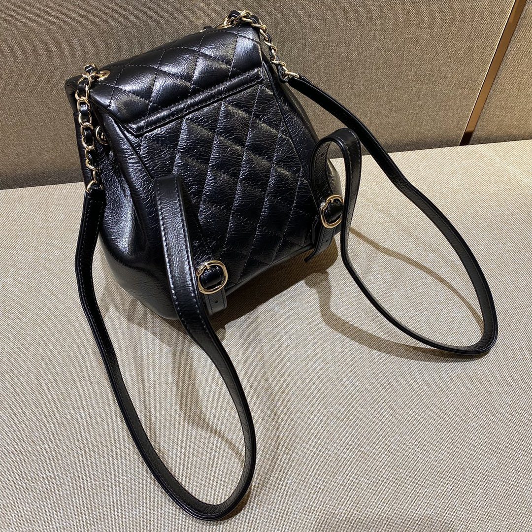 Chanel Duma Backpack in Caviar Leather and Drawstring Flap for Hand Shoulder Crossbody Carry