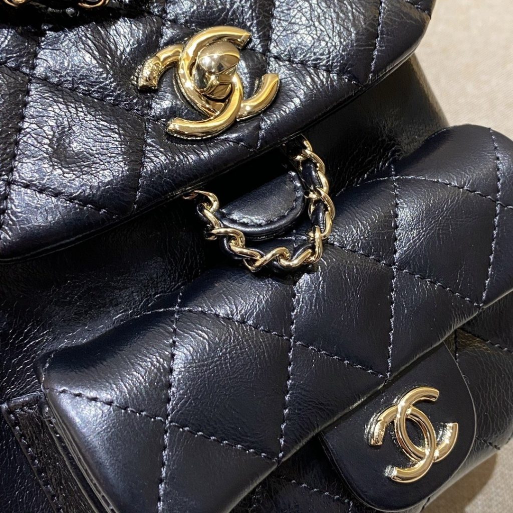 Chanel Duma Backpack in Caviar Leather and Drawstring Flap for Hand Shoulder Crossbody Carry