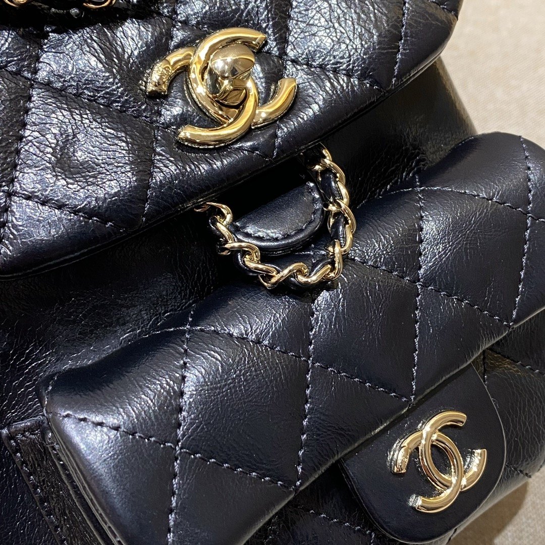 Chanel Duma Backpack in Caviar Leather and Drawstring Flap for Hand Shoulder Crossbody Carry