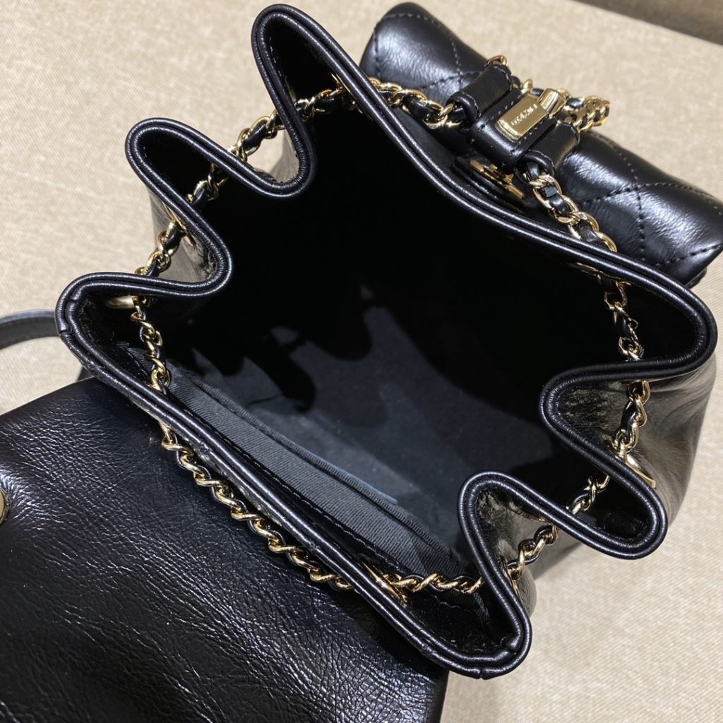 Chanel Duma Backpack in Caviar Leather and Drawstring Flap for Hand Shoulder Crossbody Carry