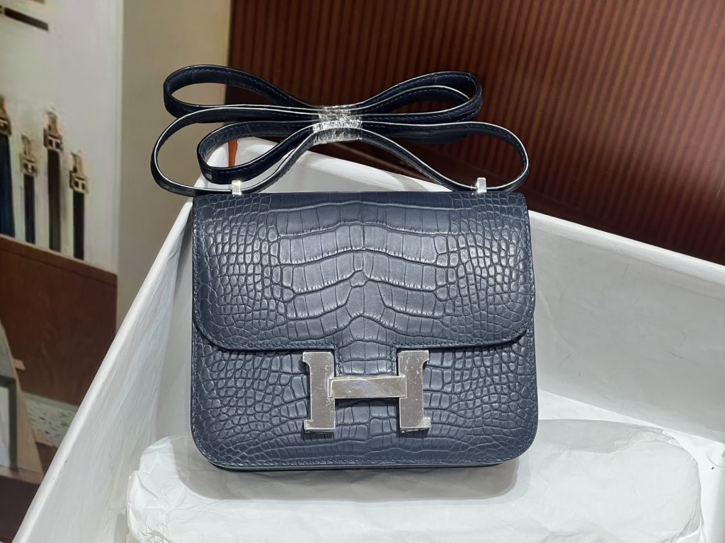 Hermes Constance in Hippopotamus Leather with H Closure for Handheld and Shoulder Crossbody Carry