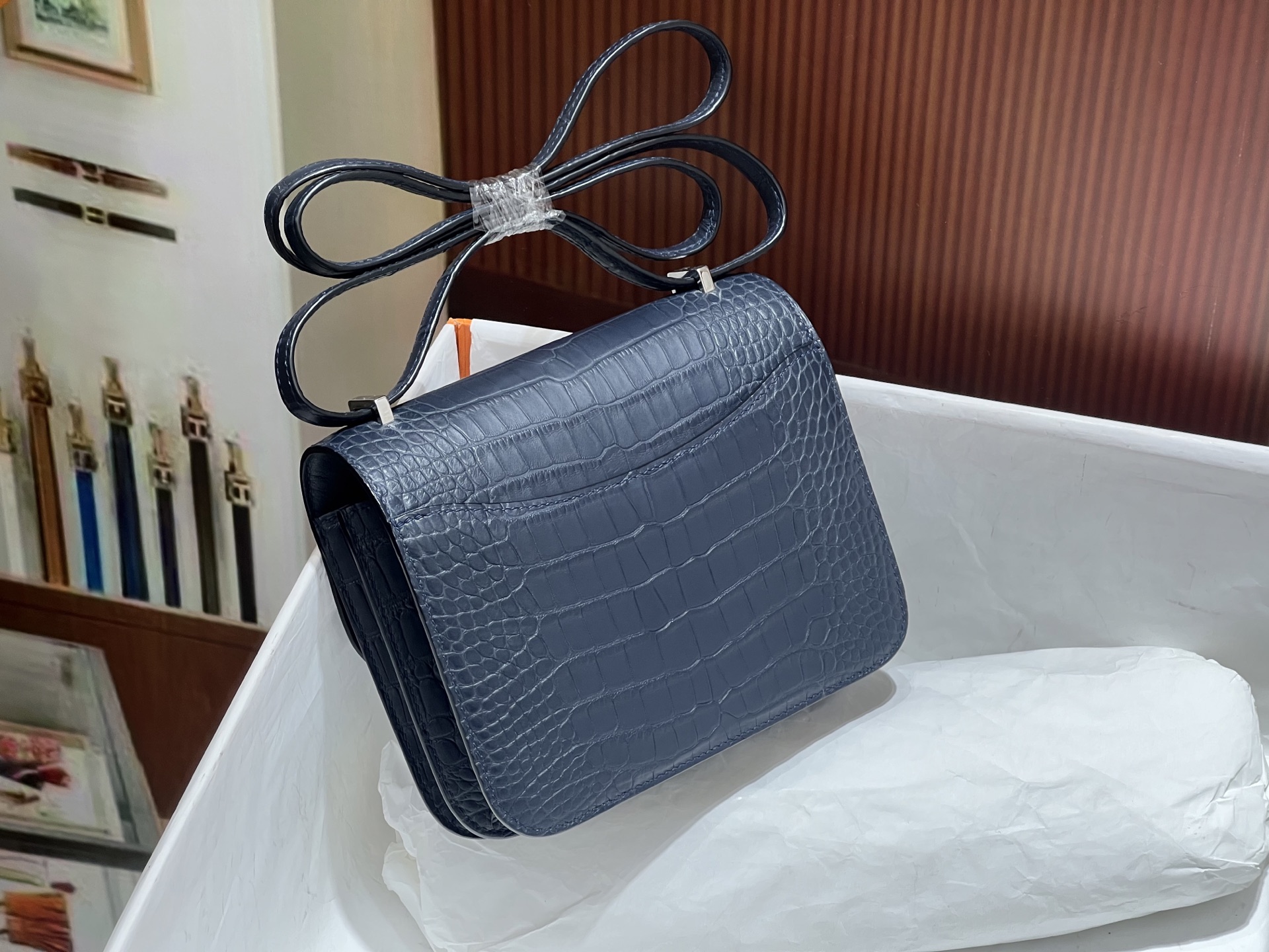 Hermes Constance in Hippopotamus Leather with H Closure for Handheld and Shoulder Crossbody Carry