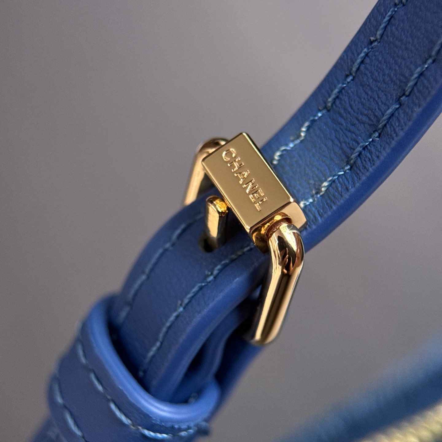 Chanel Bucket PM in Beige Denim with Zipper and Gold Hardware for Shoulder Crossbody Carry