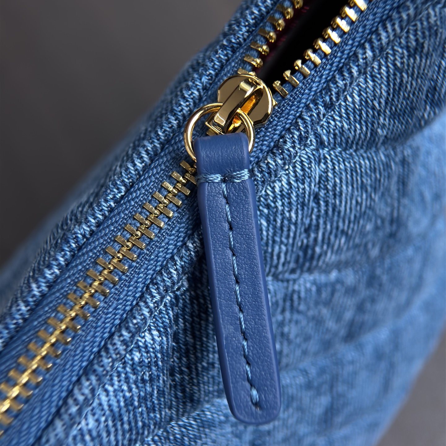 Chanel Bucket PM in Beige Denim with Zipper and Gold Hardware for Shoulder Crossbody Carry