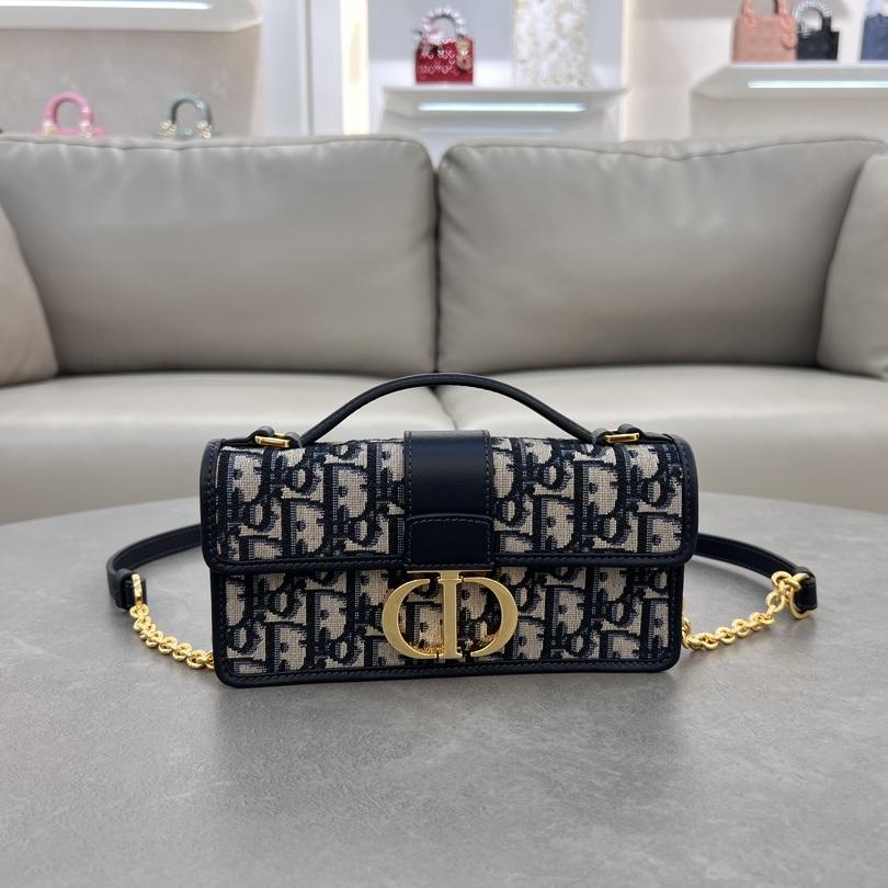 Dior Miss Montaigne in Oblique Canvas with Magnetic Snap Closure for Handheld and Shoulder Bag Carry