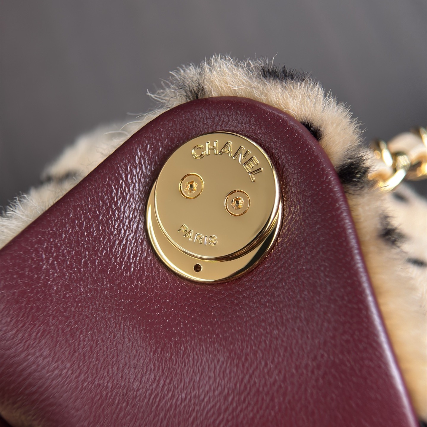 Chanel Mini Bucket Bag in Short Pile Fur with Drawstring and Gold Hardware for Shoulder Carry