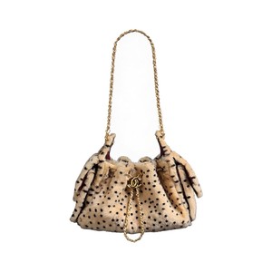 Chanel Mini Bucket Bag in Short Pile Fur with Drawstring and Gold Hardware for Shoulder Carry