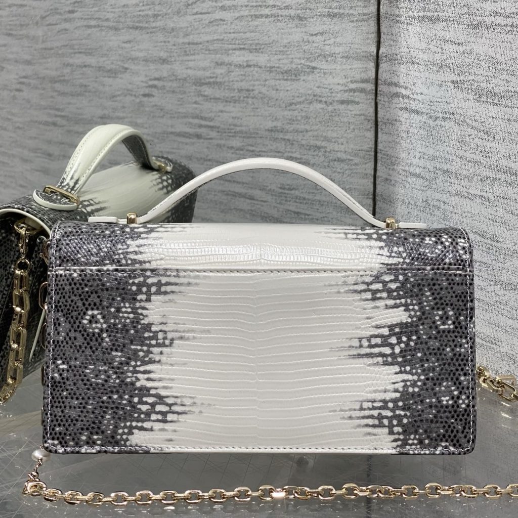 Dior Lady in Calfskin with Lizard Grain Pattern and Magnetic Snap for Handheld Shoulder Carry