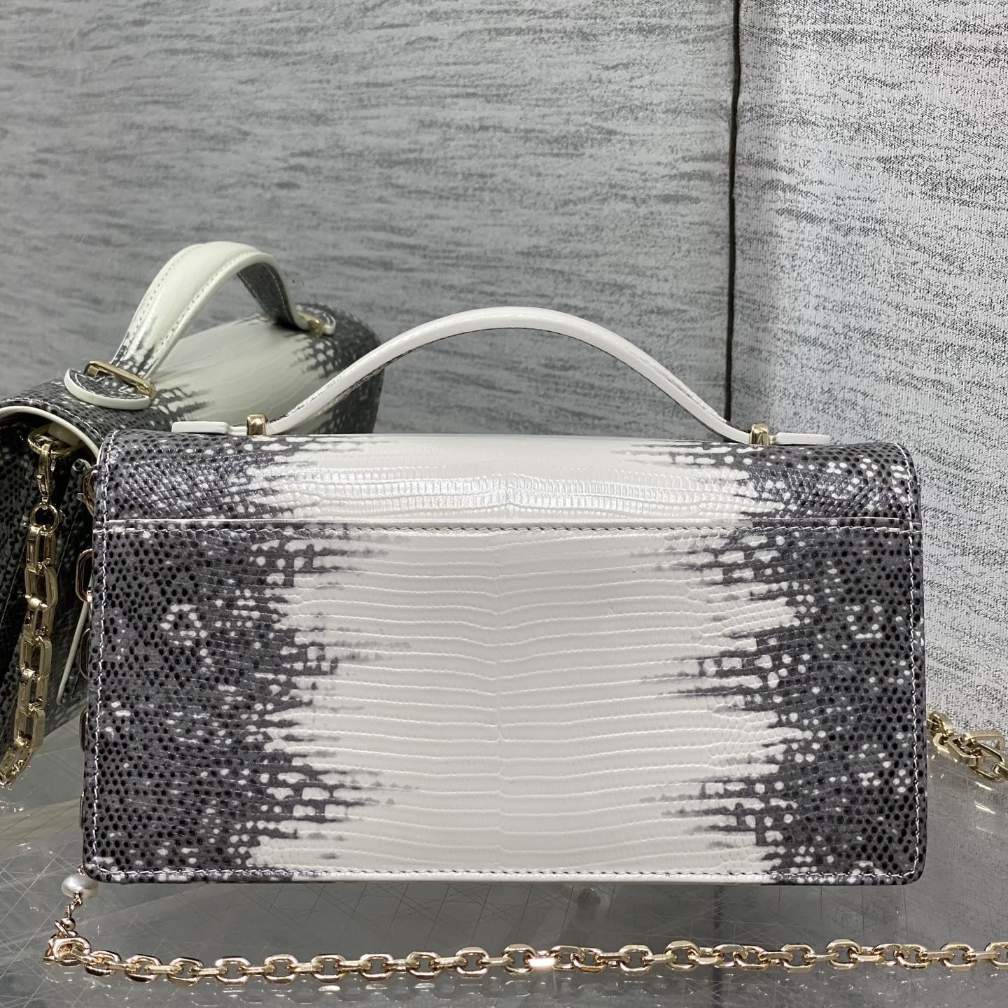 Dior Lady in Calfskin with Lizard Grain Pattern and Magnetic Snap for Handheld Shoulder Carry