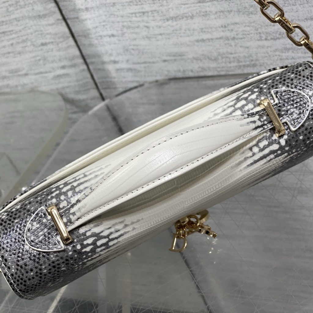 Dior Lady in Calfskin with Lizard Grain Pattern and Magnetic Snap for Handheld Shoulder Carry