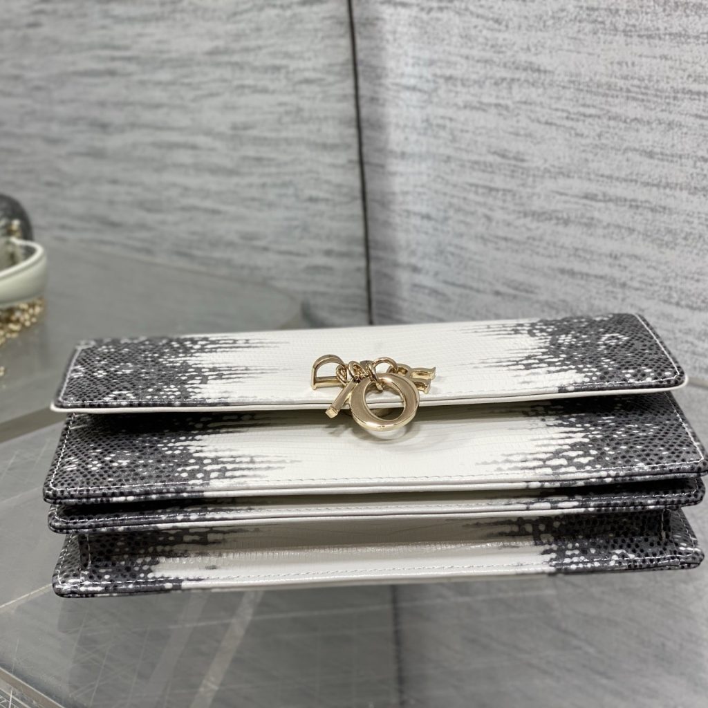Dior Lady in Calfskin with Lizard Grain Pattern and Magnetic Snap for Handheld Shoulder Carry