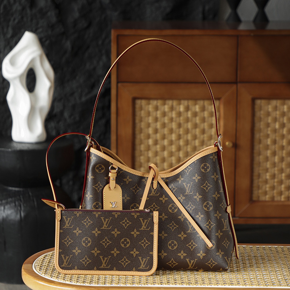 Louis Vuitton Carryall in Monogram Canvas with Drawstring for Shoulder Handheld Bag Carry