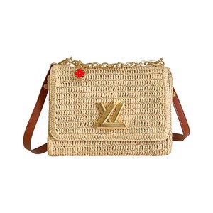 Louis Vuitton Twist MM in Natural Straw with Lock for Shoulder Crossbody Bag Carry