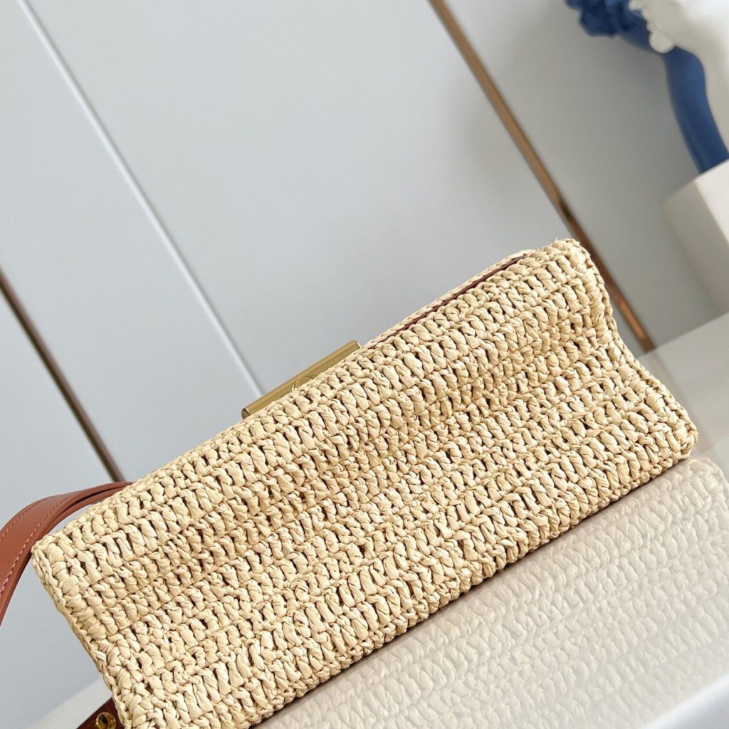 Louis Vuitton Twist MM in Natural Straw with Lock for Shoulder Crossbody Bag Carry