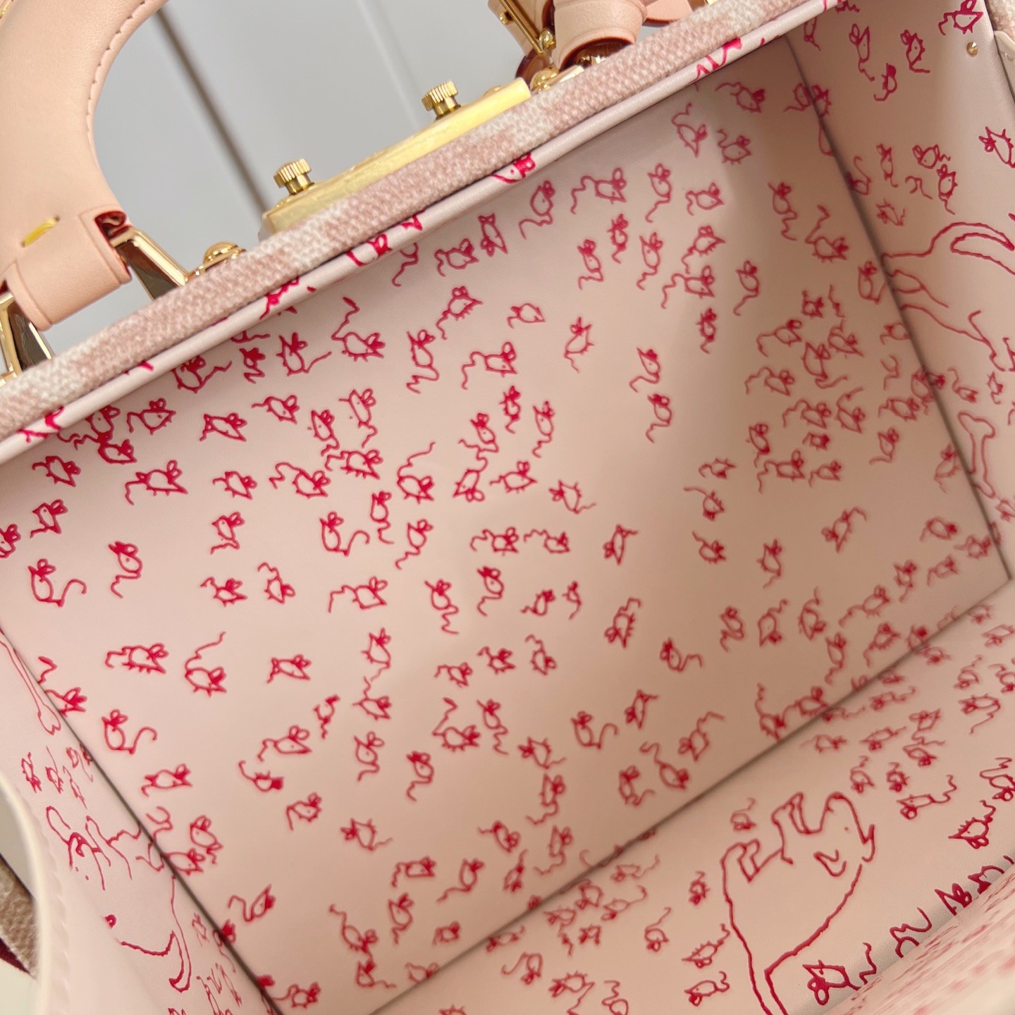 Louis Vuitton Petite Valise in Monogram Linen Canvas with Pink Leather Trim and Turn-lock Clasp