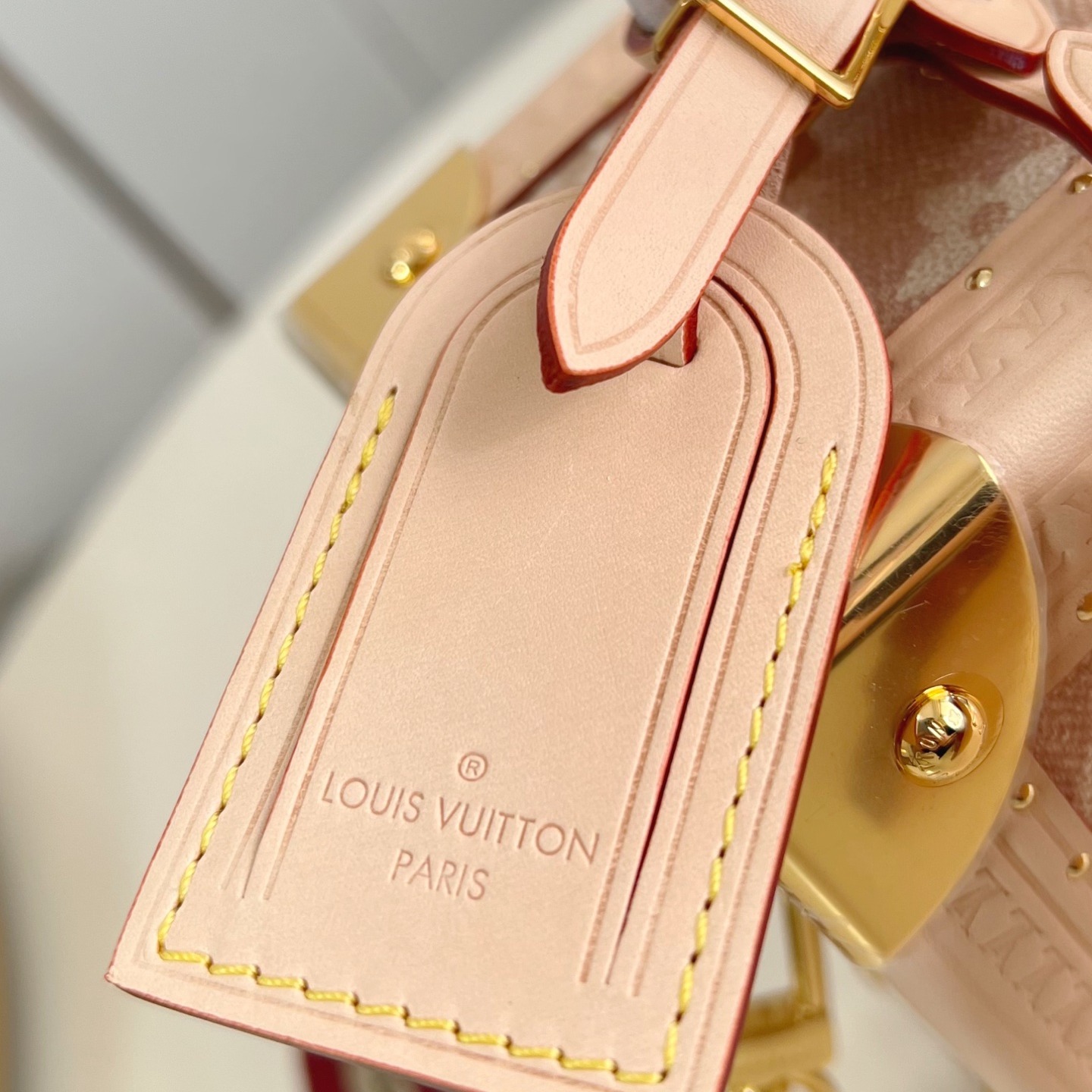 Louis Vuitton Petite Valise in Monogram Linen Canvas with Pink Leather Trim and Turn-lock Clasp