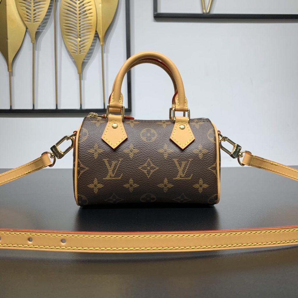 Louis Vuitton Nano Speedy in Monogram Canvas with Zipper Closure for HandheldShoulderCrossbody M8108