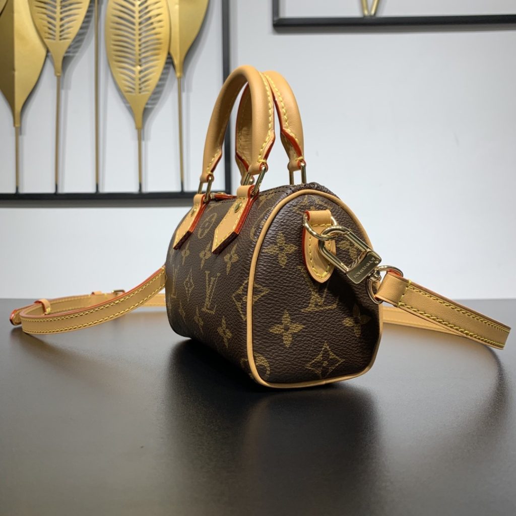 Louis Vuitton Nano Speedy in Monogram Canvas with Zipper Closure for HandheldShoulderCrossbody M8108