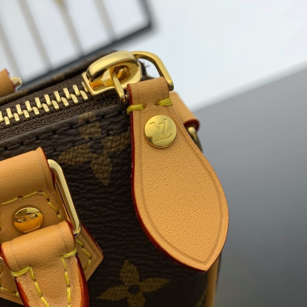 Louis Vuitton Nano Speedy in Monogram Canvas with Zipper Closure for HandheldShoulderCrossbody M8108
