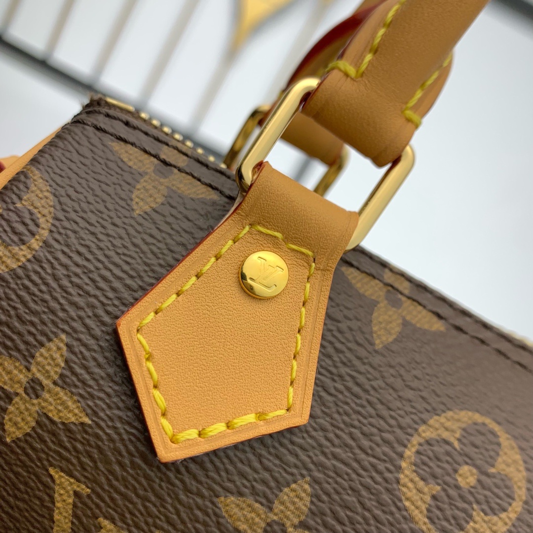 Louis Vuitton Nano Speedy in Monogram Canvas with Zipper Closure for HandheldShoulderCrossbody M8108