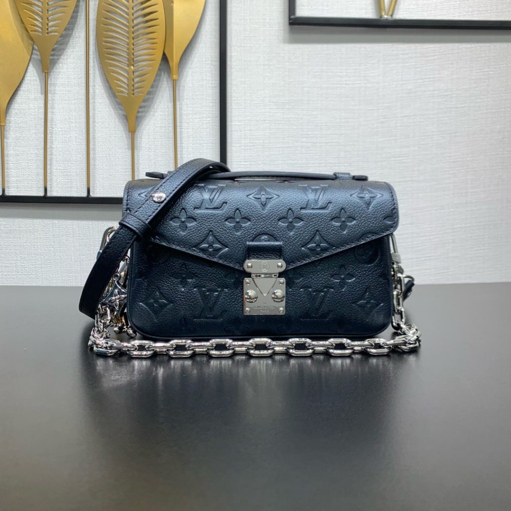 Louis Vuitton Pochette Métis in Monogram Eclipse Calfskin with Turn-lock and Zipper Closure