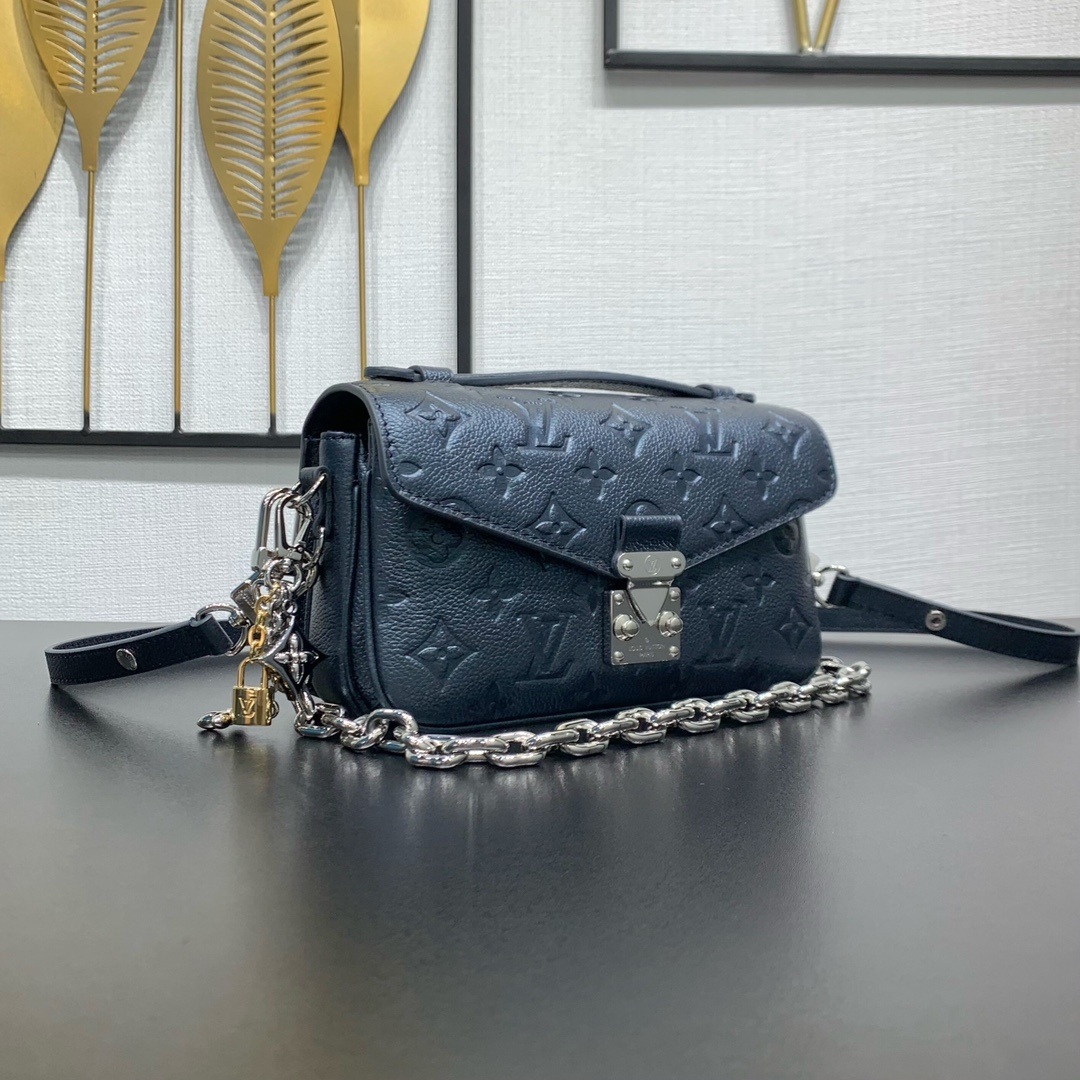 Louis Vuitton Pochette Métis in Monogram Eclipse Calfskin with Turn-lock and Zipper Closure