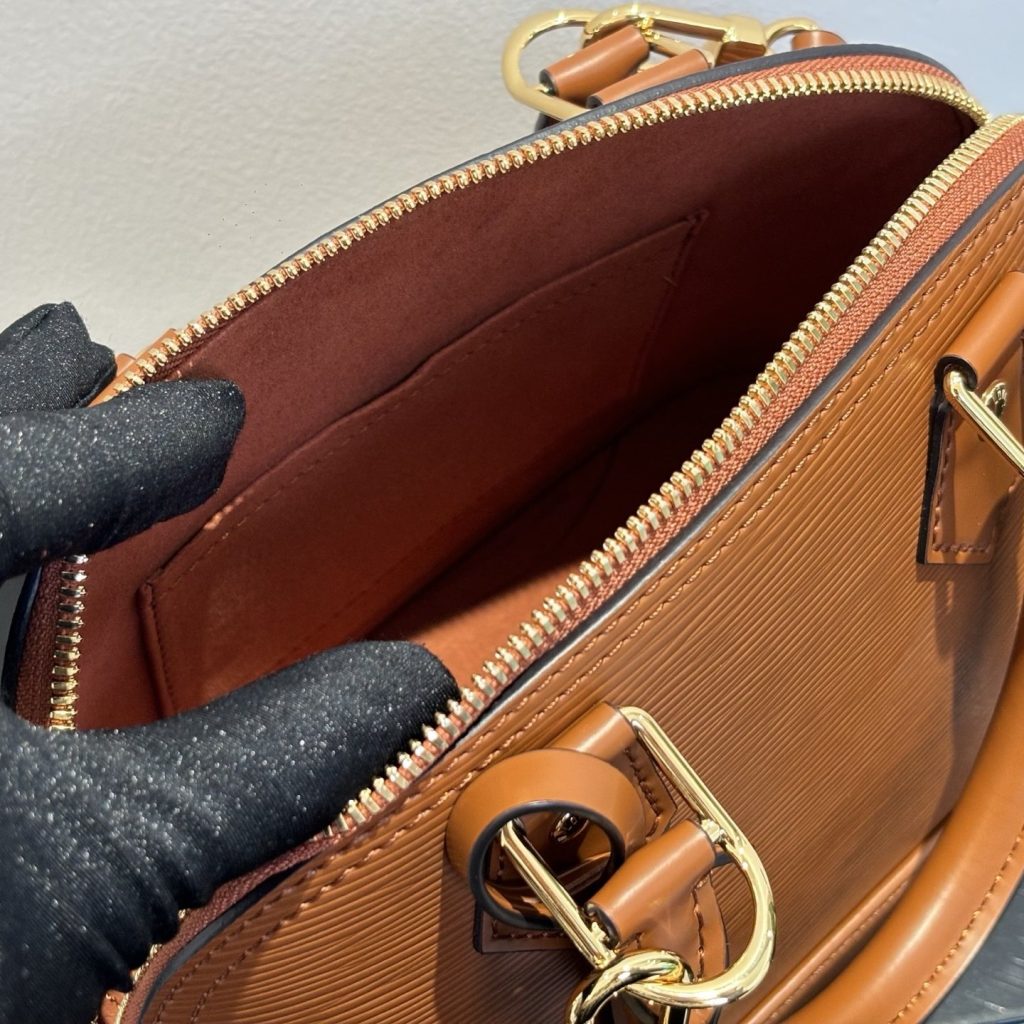 Louis Vuitton Alma BB in Epi Leather with Zipper for Handheld Shoulder Crossbody Carry