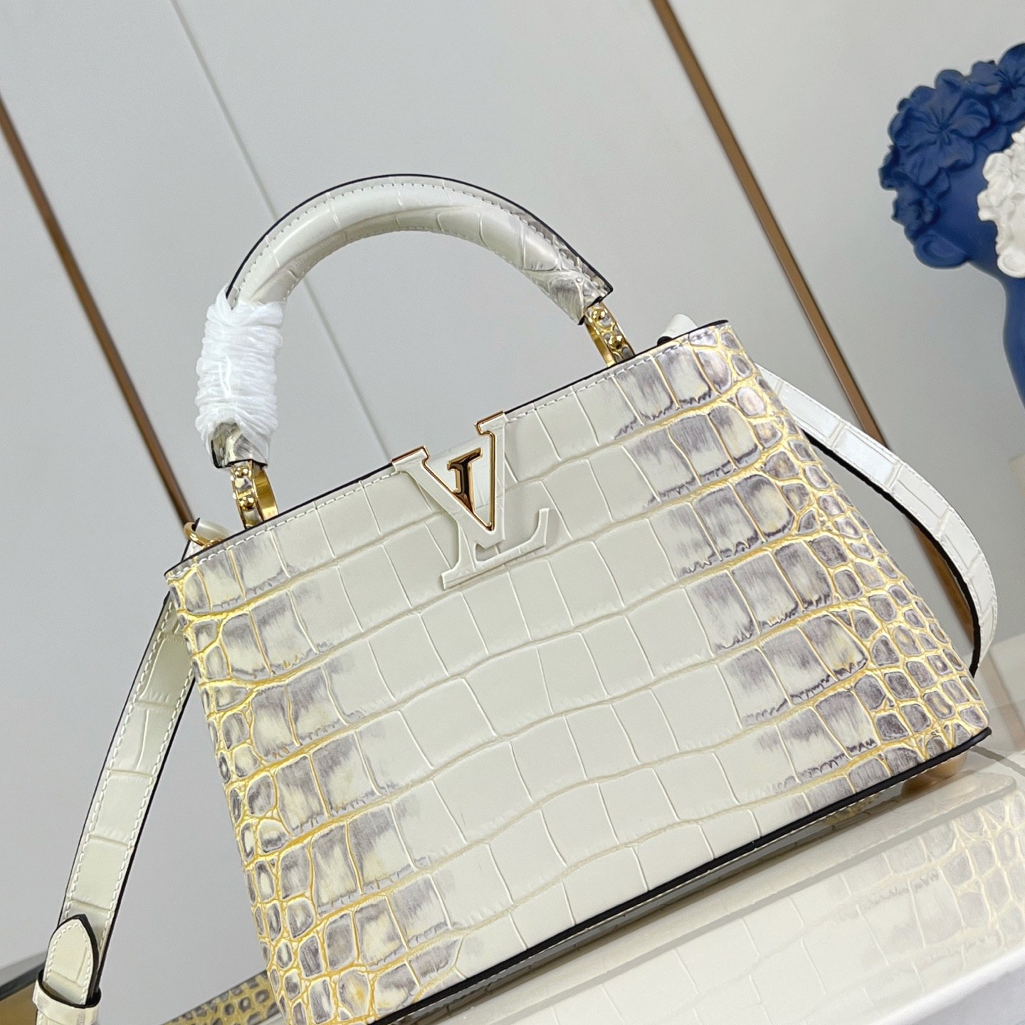 Louis Vuitton Capucines BB in Crocodile Embossed Leather with Flap Closure for Shoulder Bag Carry