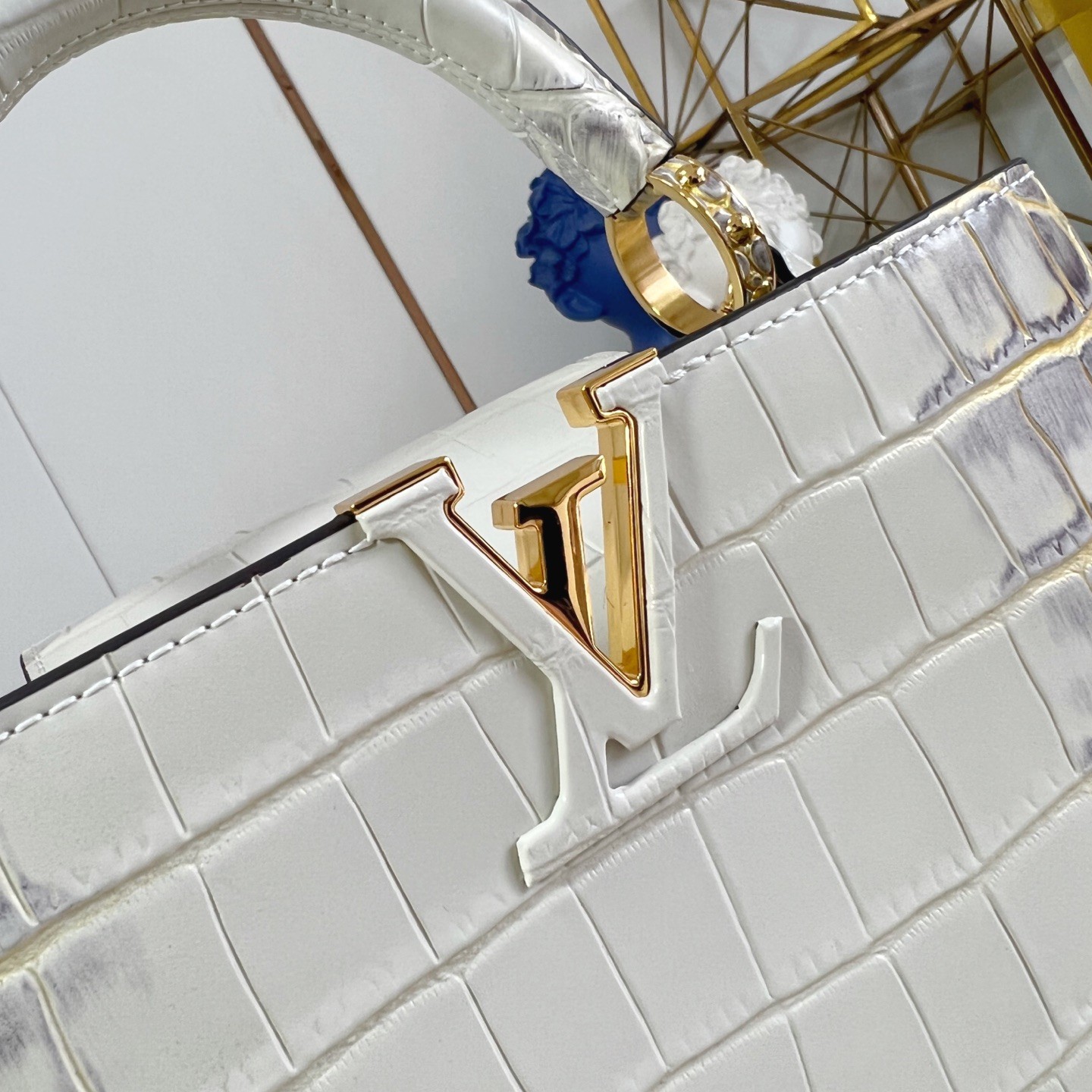 Louis Vuitton Capucines BB in Crocodile Embossed Leather with Flap Closure for Shoulder Bag Carry