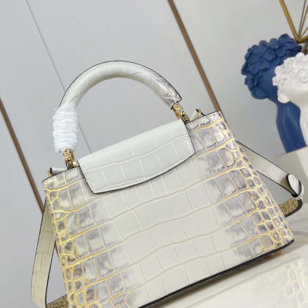 Louis Vuitton Capucines BB in Crocodile Embossed Leather with Flap Closure for Shoulder Bag Carry