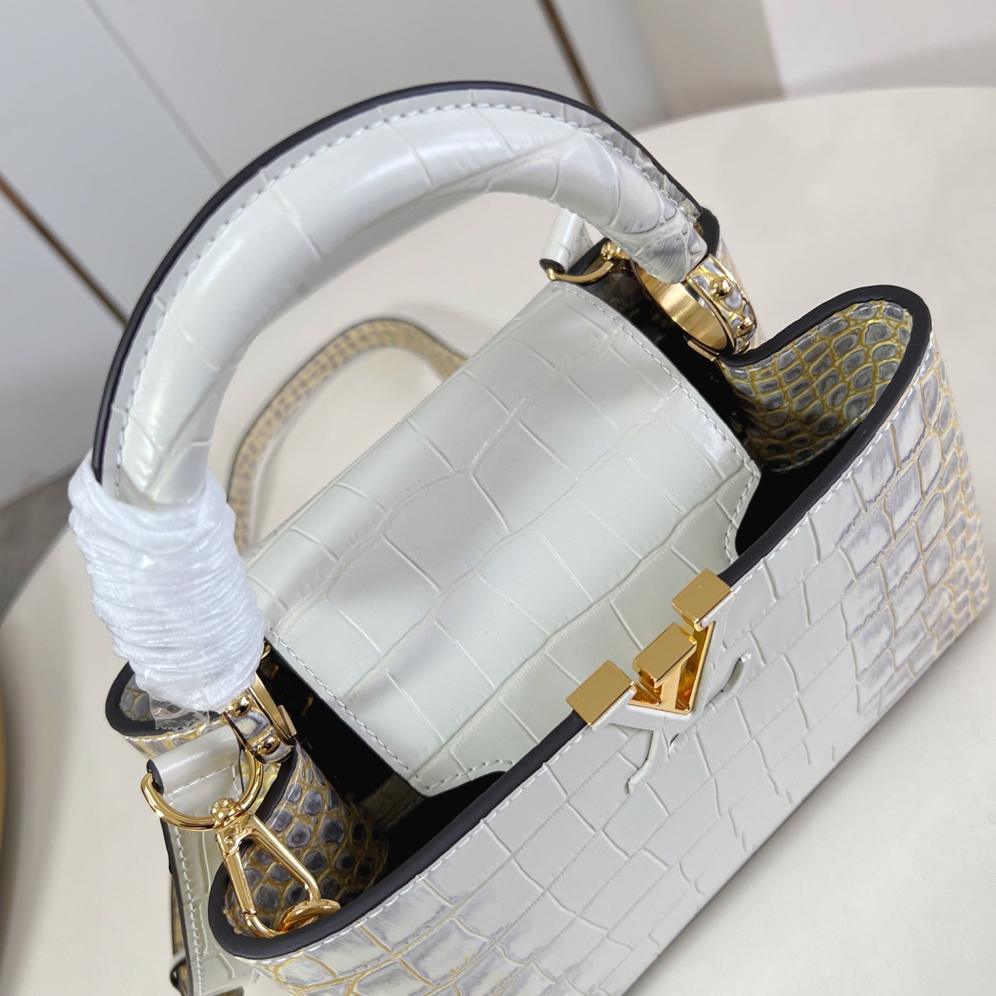 Louis Vuitton Capucines BB in Crocodile Embossed Leather with Flap Closure for Shoulder Bag Carry