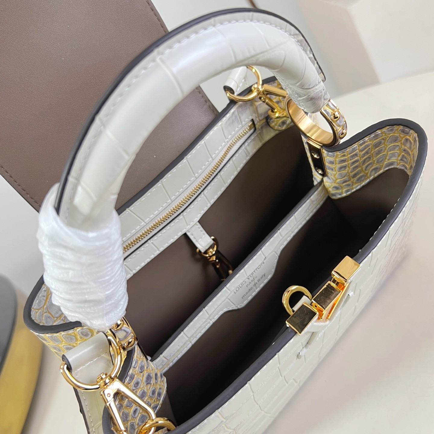 Louis Vuitton Capucines BB in Crocodile Embossed Leather with Flap Closure for Shoulder Bag Carry