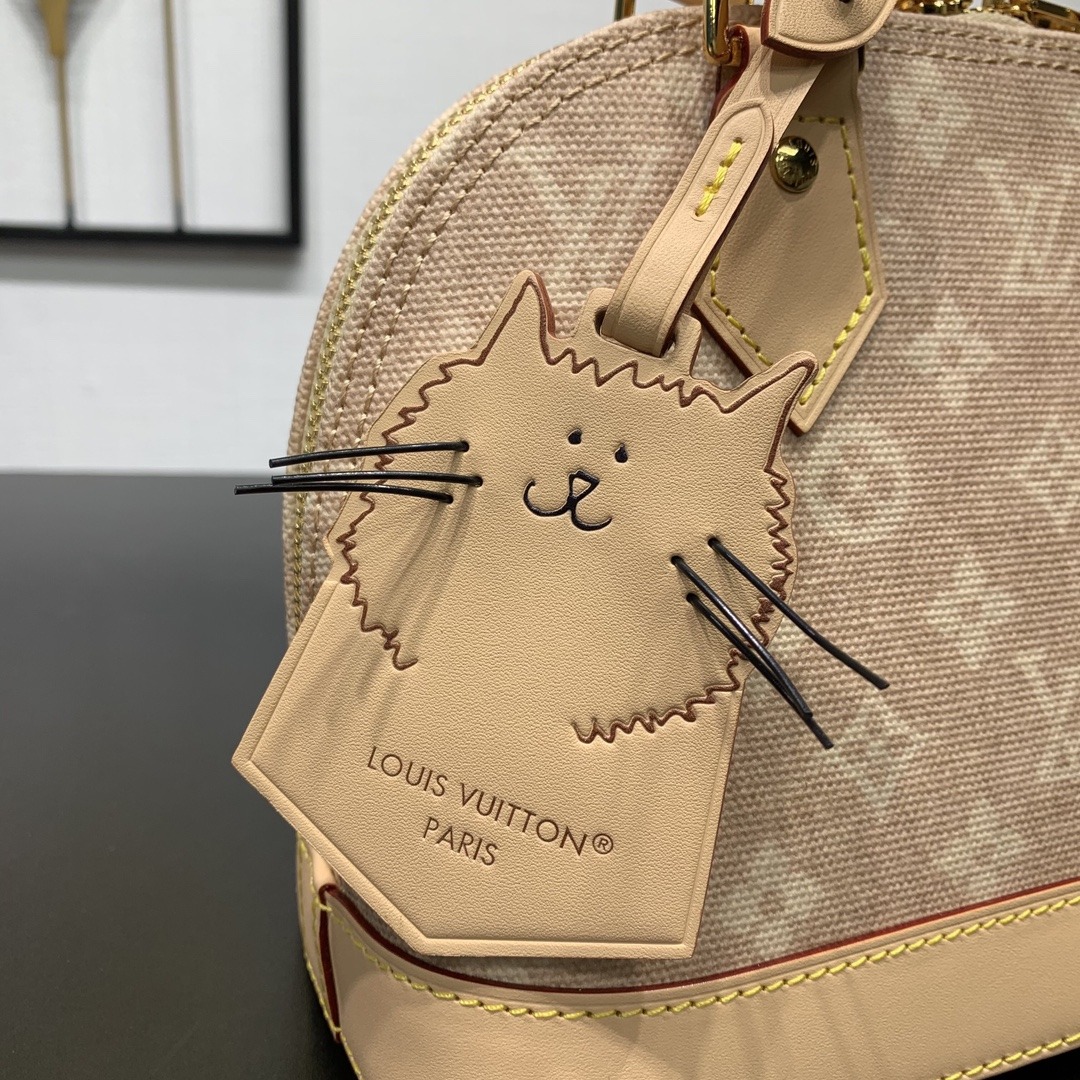 Louis Vuitton Alma BB in Monogram Eclipse Canvas with Vachetta Leather Trim and Zipper for Handheld
