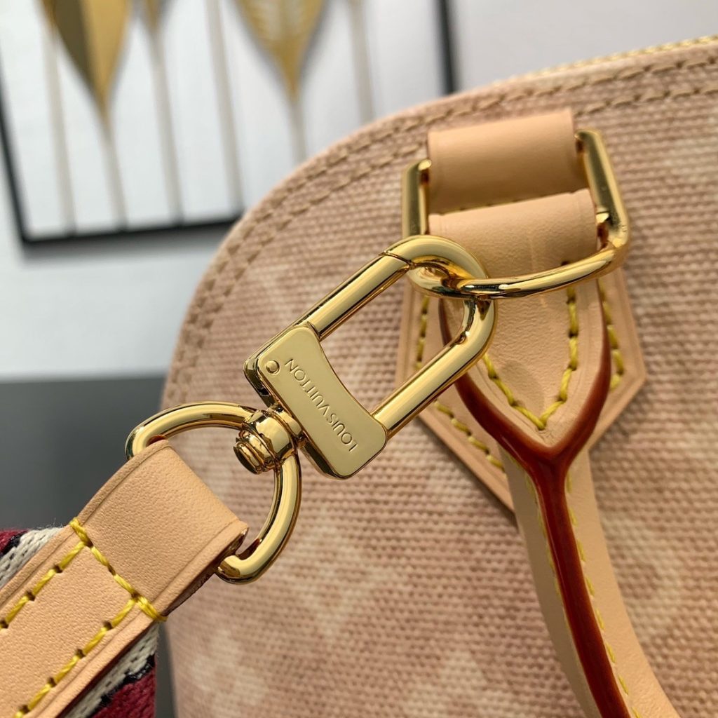 Louis Vuitton Alma BB in Monogram Eclipse Canvas with Vachetta Leather Trim and Zipper for Handheld