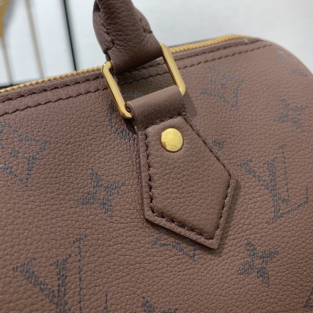 Louis Vuitton Speedy Bandoulière in Monogram Eclipse Grained Calfskin with Zipper Closure for Handhe