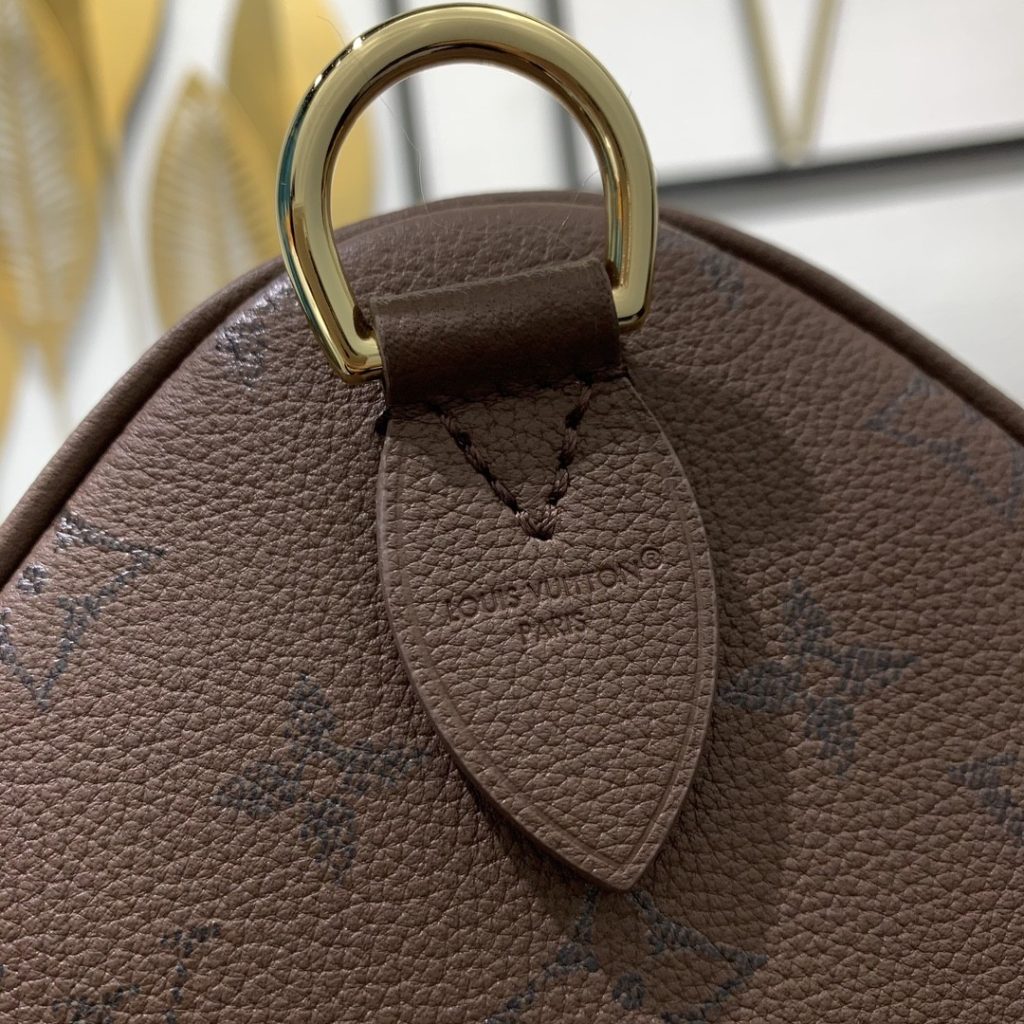 Louis Vuitton Speedy Bandoulière in Monogram Eclipse Grained Calfskin with Zipper Closure for Handhe