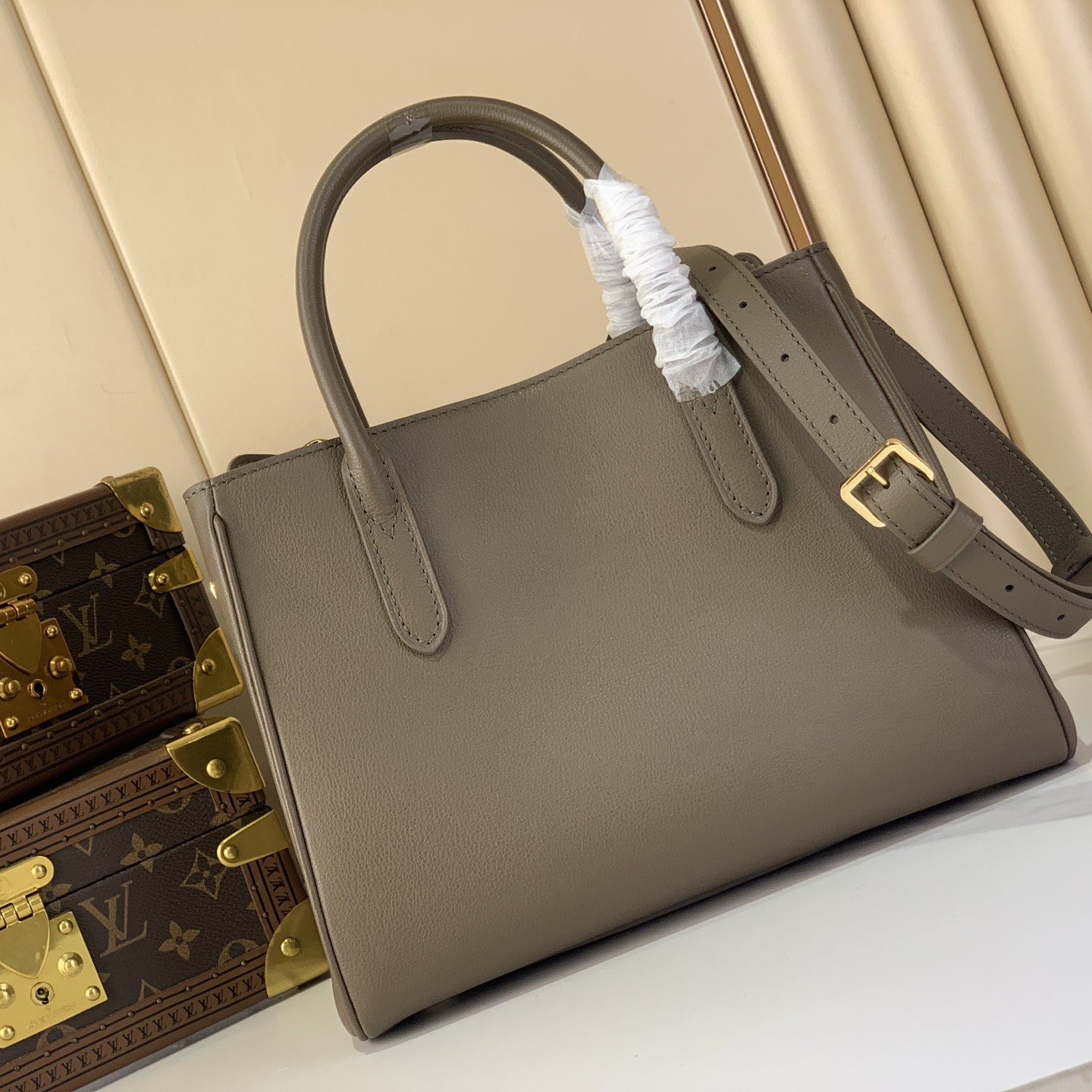 Louis Vuitton Vendome Pochette in Monogram Eclipse Leather with Zipper Closure for Handheld Carry