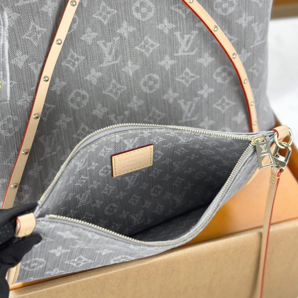 Louis Vuitton Carryall in Monogram Eclipse Canvas / Grey Denim with Zipper Closure for Shoulder Hobo