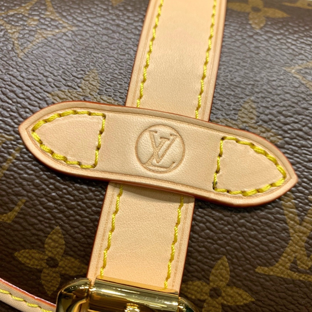Louis Vuitton Saumur in Monogram Canvas and Natural Leather with Flap Closure for Handheld Carry