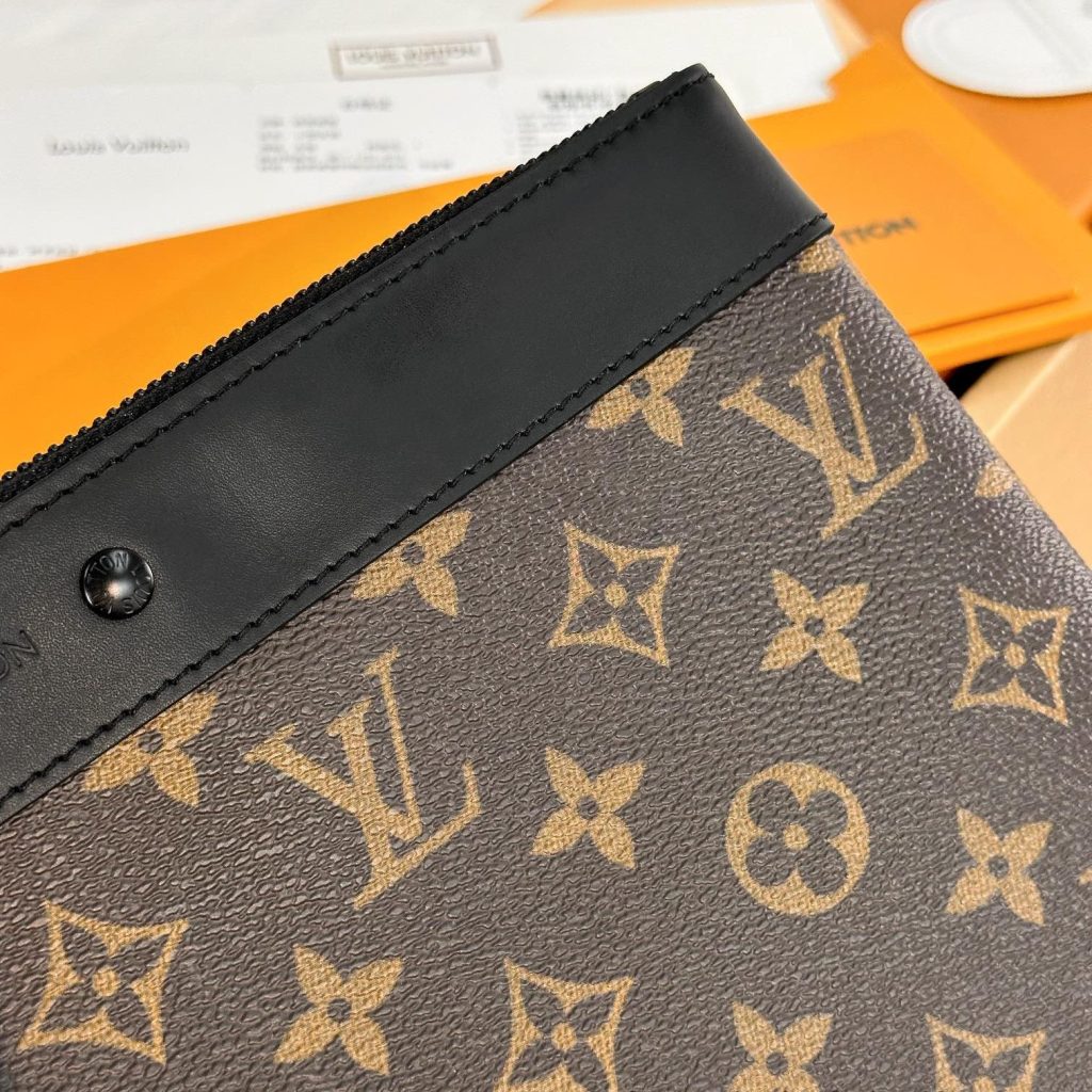 Louis Vuitton Pochette To-Go in Monogram Eclipse Canvas with Zipper Closure for HandheldWristlet