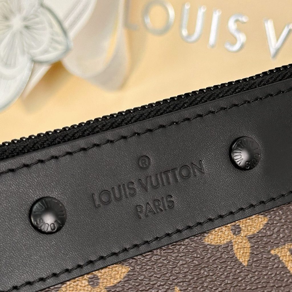 Louis Vuitton Pochette To-Go in Monogram Eclipse Canvas with Zipper Closure for HandheldWristlet