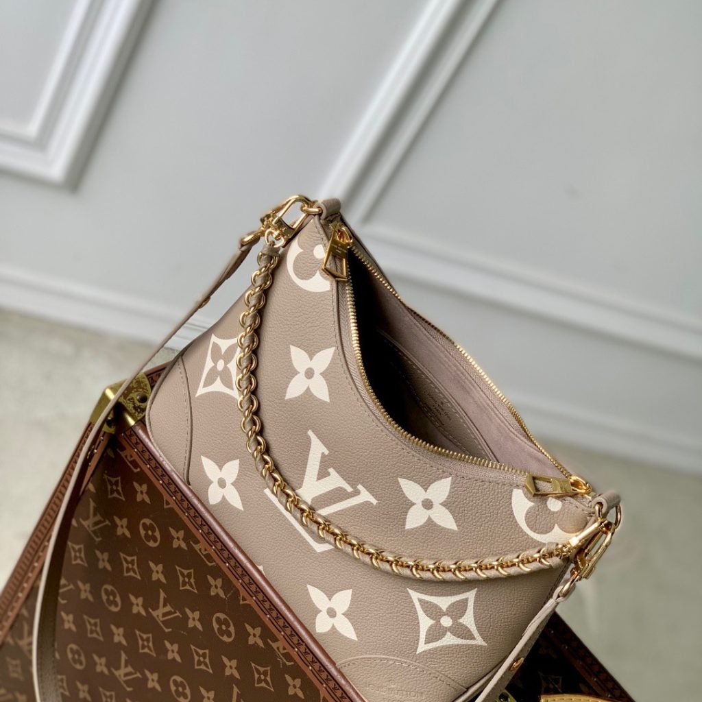 Louis Vuitton Boheme Hobo Bag in Monogram Eclipse Reverse Canvas with Zipper for Shoulder Carry
