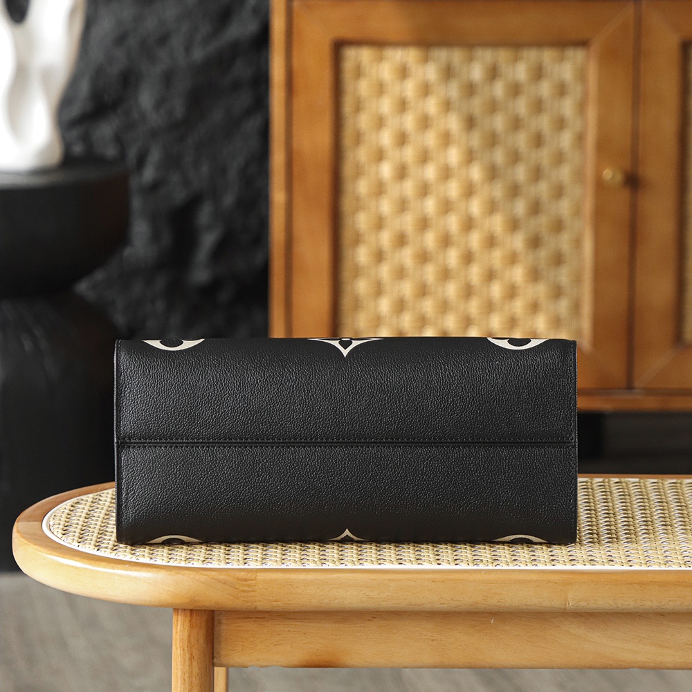 Louis Vuitton OnTheGo MM in Black Monogram Giant Taurillon Leather with Open Top for Handheld Carry