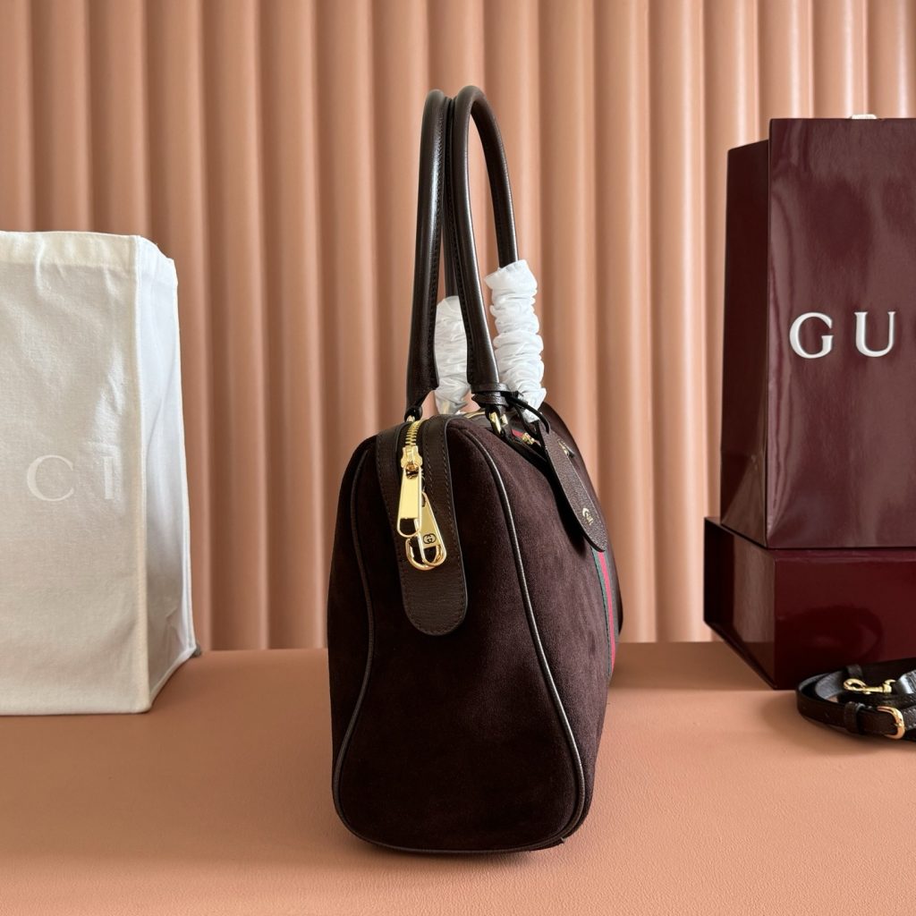Gucci Horsebit 1955 Medium in Suede with Leather Trim and Zipper for Hand Shoulder Carry