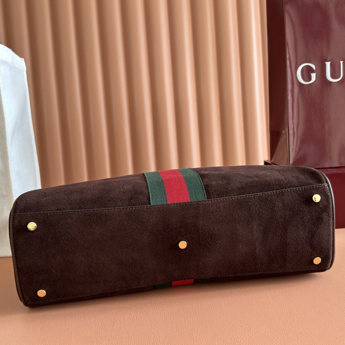 Gucci Horsebit 1955 Medium in Suede with Leather Trim and Zipper for Hand Shoulder Carry
