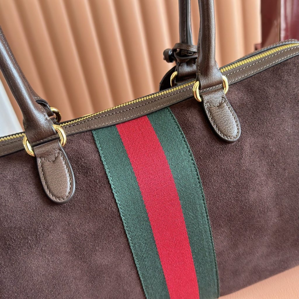 Gucci Horsebit 1955 Medium in Suede with Leather Trim and Zipper for Hand Shoulder Carry