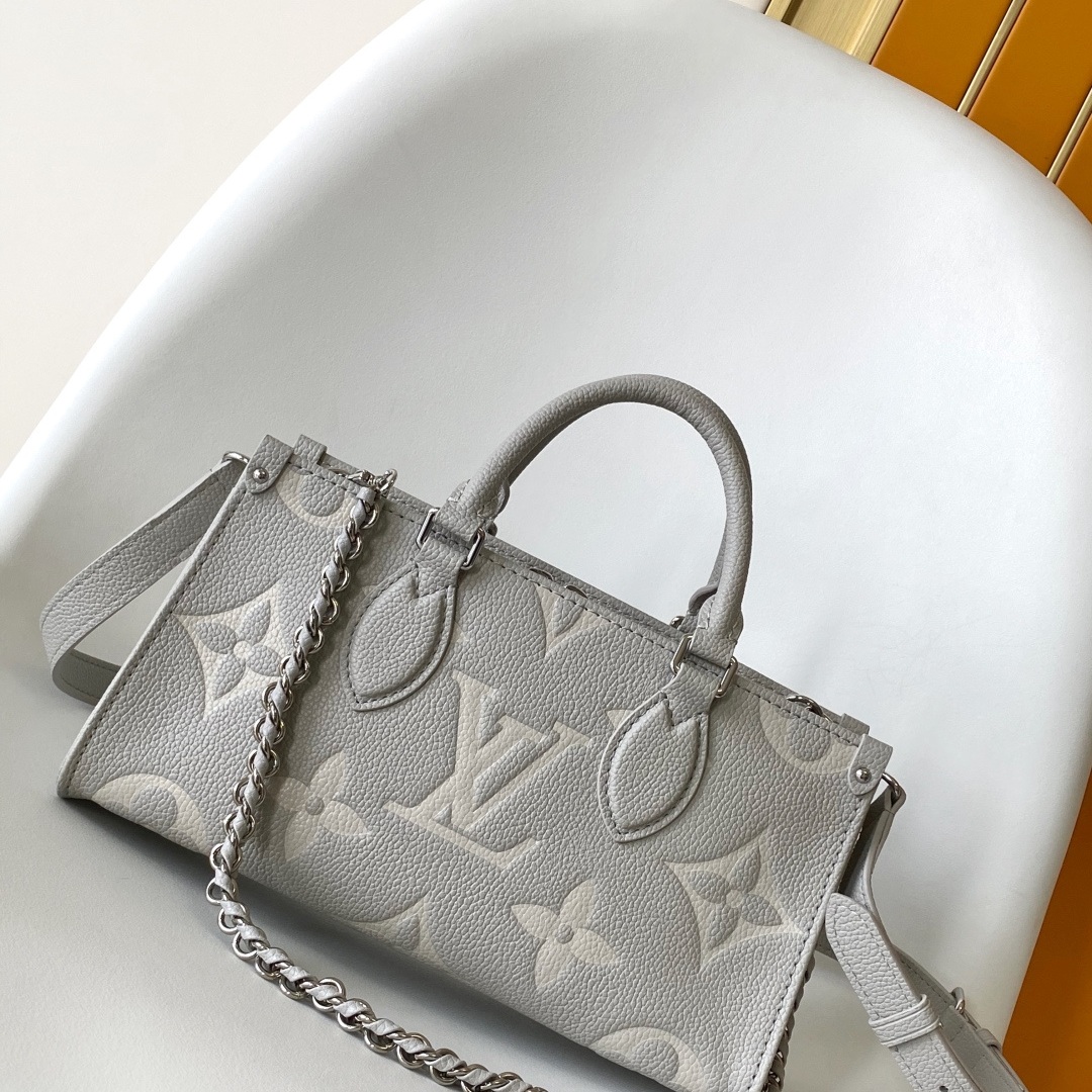 Louis Vuitton OnTheGo MM in Monogram Taurillon Leather with Zipper Closure for Handheld Shoulder Cro